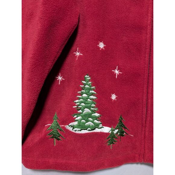 Croft & Barrow Red Fleece Zip Jacket Winter Snowman Holiday New Women's Plus 1X - Picture 4 of 10